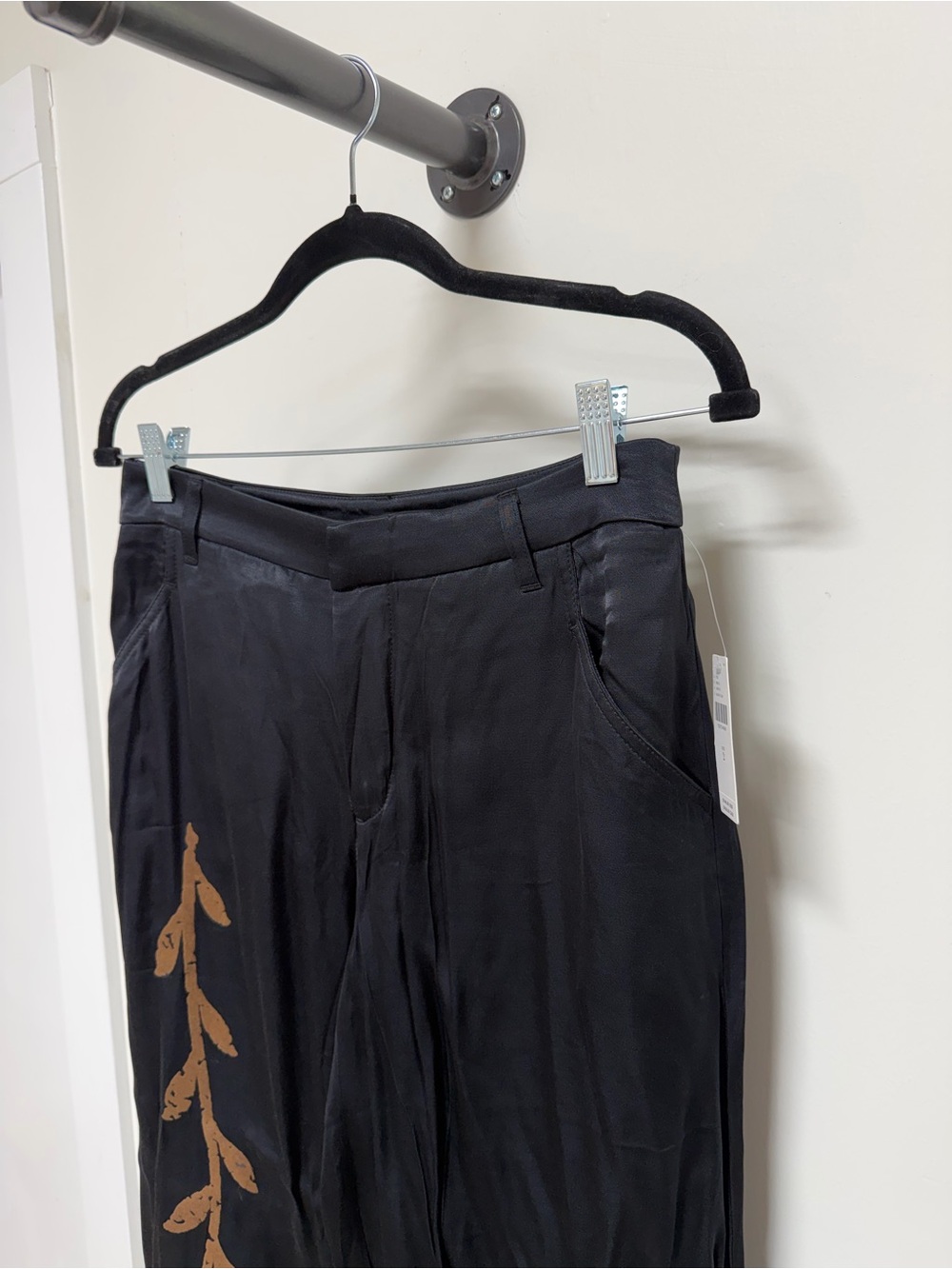 Anthropologie Black Floral Wide Leg Pants Size 2 NWT